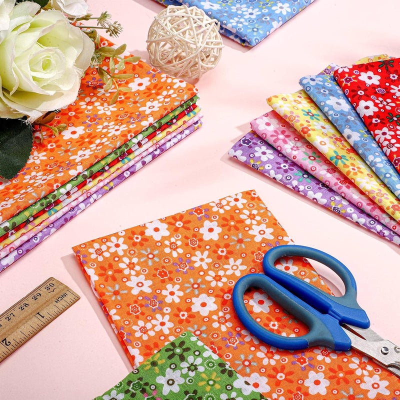 Kingdder 15 Pcs 20 x 20 Inch Cotton Fabric Floral Square Quilting Patchwork Flower Fabric Fat Quarter Colorful Printed Square Patchwork Fat Bundles for DIY Crafts Cloths Handmade Accessories Supplies - Image 4